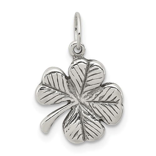 Lex & Lu Sterling Silver Antiqued 4-Leaf Clover Charm - Lex & Lu