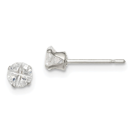 Lex & Lu Sterling Silver 4mm Round 4 Prong CZ Stud Earrings - Lex & Lu