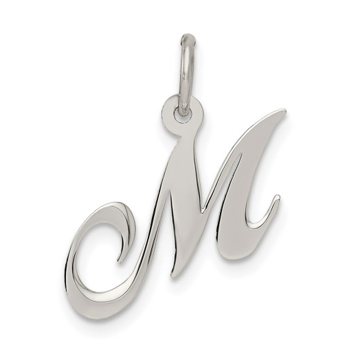 Lex & Lu Sterling Silver Small Fancy Script Initial M Charm - Lex & Lu