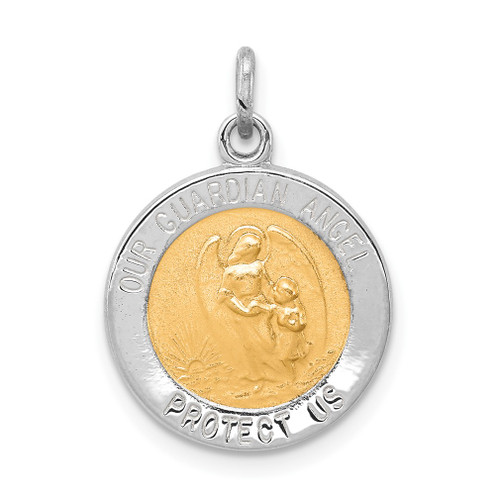 Lex & Lu Sterling Silver & Vermeil Guardian Angel Medal - Lex & Lu