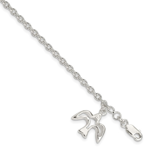 Lex & Lu Sterling Silver Dove Charm Bracelet 7'' - Lex & Lu