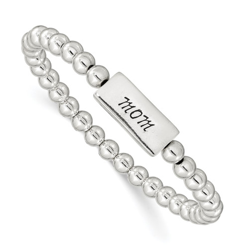 Lex & Lu Sterling Silver Enameled MOM Stretch Bracelet - Lex & Lu