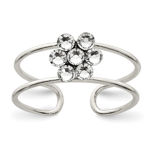 Lex & Lu Sterling Silver CZ Flower Toe Ring - Lex & Lu