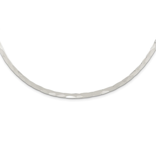 Lex & Lu Sterling Silver 3.5mm Hammered NecklaceCollar 14'' - Lex & Lu