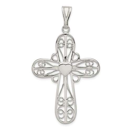 Lex & Lu Sterling Silver Heart Cross Pendant - Lex & Lu