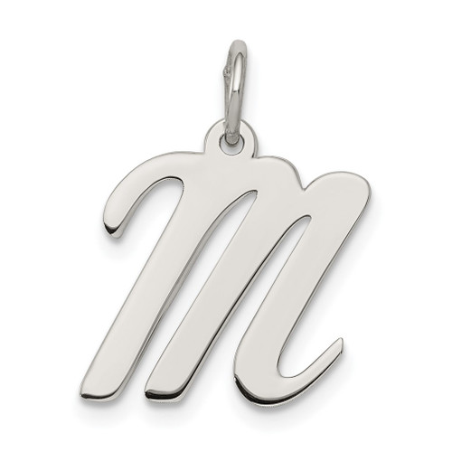 Lex & Lu Sterling Silver Medium Script Initial M Charm - Lex & Lu