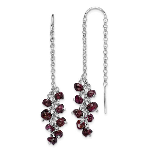 Lex & Lu Sterling Silver Garnet Dangle Earrings - Lex & Lu