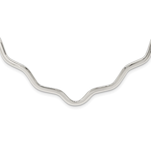 Lex & Lu Sterling Silver Wavy V-Shape NecklaceCollar 14'' - Lex & Lu