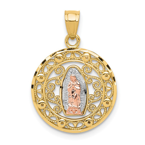 Lex & Lu 10k Two-tone Gold Our Lady of Guadalupe Pendant LAL71966 - Lex & Lu