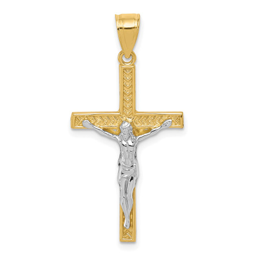 Lex & Lu 10k Yellow Gold w/Rhodium Crucifix Pendant LAL71972 - Lex & Lu