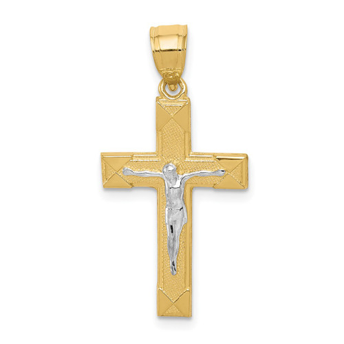 Lex & Lu 10k Yellow Gold w/Rhodium Crucifix Pendant LAL71979 - Lex & Lu