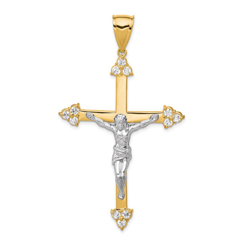 Lex & Lu 10k Yellow Gold CZ Crucifix Pendant LAL72012 - Lex & Lu