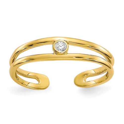 Lex & Lu 10k Yellow Gold CZ Toe Ring LAL72061 - Lex & Lu