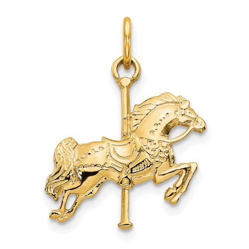 Lex & Lu 10k Yellow Gold Solid Satin Carousel Horse Charm - Lex & Lu