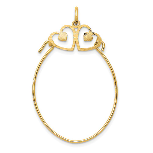 Lex & Lu 10k Yellow Gold Double Heart Charm Holder - Lex & Lu