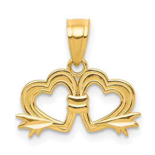 Lex & Lu 10k Yellow Gold Double Heart Charm - Lex & Lu