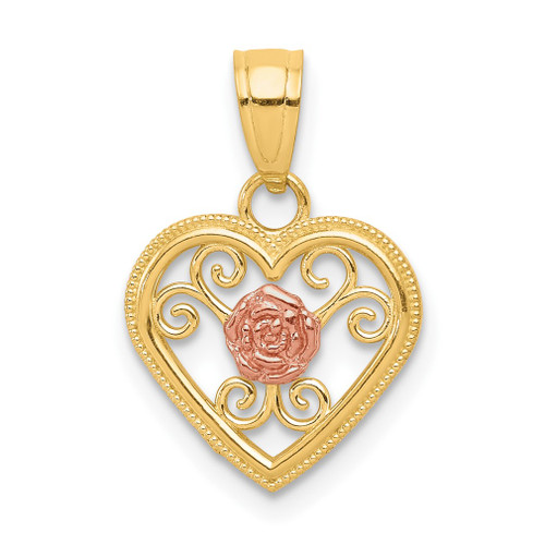 Lex & Lu 10k Two-tone Gold Small Heart Charm - Lex & Lu