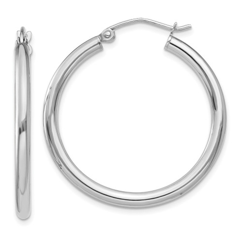 Lex & Lu 10k White Gold 2.5mm Round Hoop Earrings LAL72724 - Lex & Lu