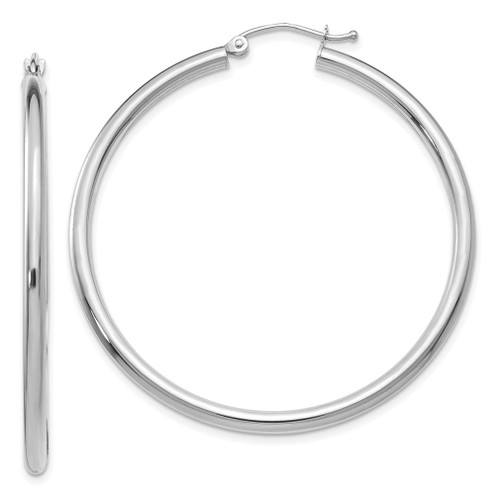 Lex & Lu 10k White Gold 2.5mm Round Hoop Earrings LAL72730 - Lex & Lu