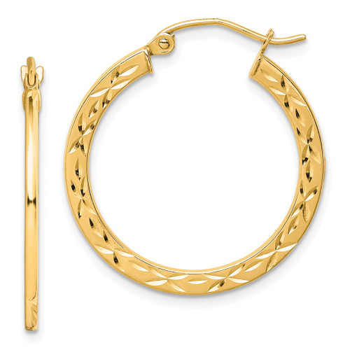 Lex & Lu 10k Yellow Gold D/C Hollow Hoop Earrings - Lex & Lu