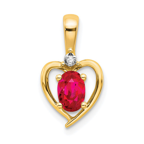 Lex & Lu 10k Yellow Gold Diamond & Ruby Pendant - Lex & Lu