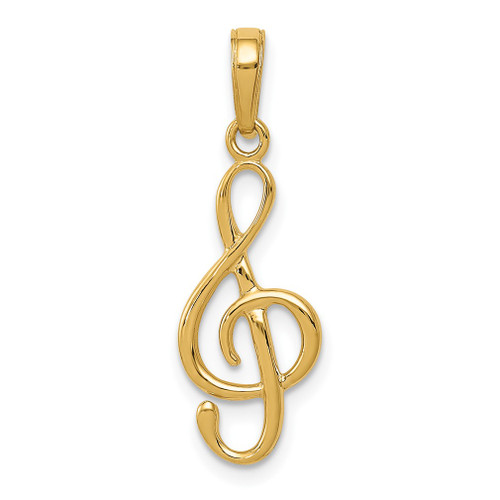 Lex & Lu 14k Yellow Gold 3-D Clef Note Pendant - Lex & Lu