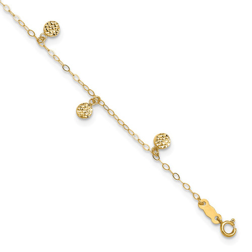 Lex & Lu 14k Yellow Gold Hollow Dangle Circle Anklet - Lex & Lu