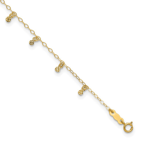 Lex & Lu 14k Yellow Gold Oval Chain D/C Dots Anklet - Lex & Lu