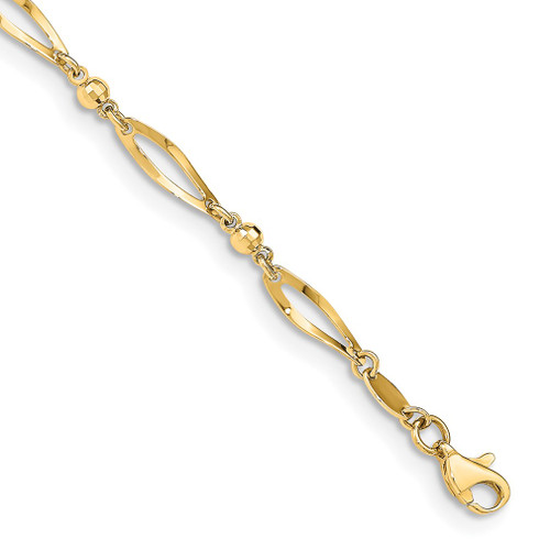 Lex & Lu 14k Yellow Gold Polished & D/C Anklet 9'' - Lex & Lu