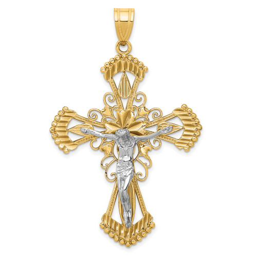 Lex & Lu 14k Two-tone Gold D/C Crucifix Pendant LAL73636 - Lex & Lu