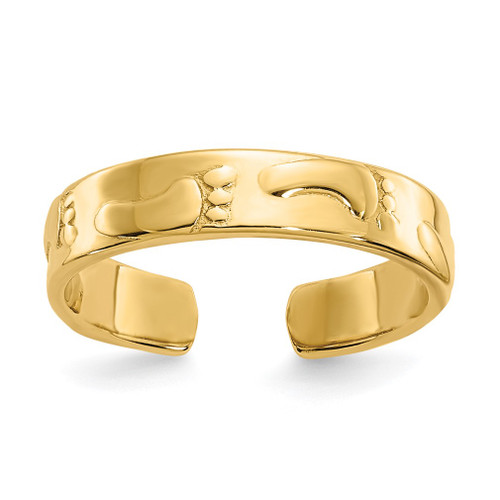 Lex & Lu 14k Yellow Gold Footprints Toe Ring LAL73656 - Lex & Lu