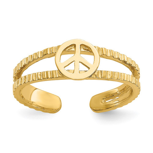 Lex & Lu 14k Yellow Gold Peace Sign Toe Ring LAL73663 - Lex & Lu