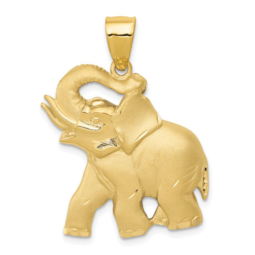 Lex & Lu 14k Yellow Gold Solid Satin D/C Open-Backed Elephant Pendant - Lex & Lu