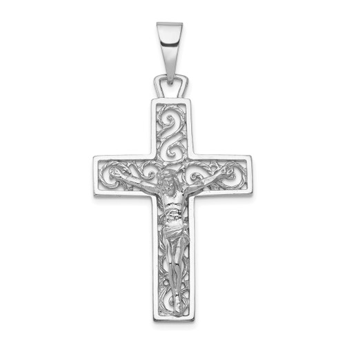 Lex & Lu 14k White Gold Crucifix Pendant LAL73869 - Lex & Lu