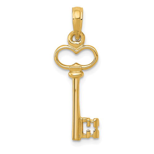 Lex & Lu 14k Yellow Gold 3-D Key Pendant - Lex & Lu