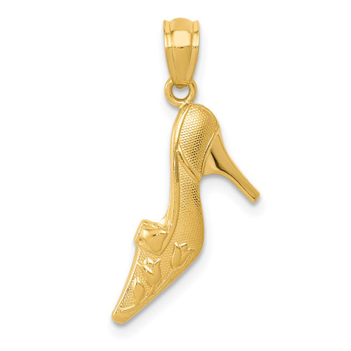 Lex & Lu 14k Yellow Gold Tulip High Heel Shoe Pendant - Lex & Lu