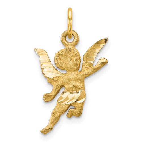 Lex & Lu 14k Yellow Gold D/C Angel Charm - Lex & Lu