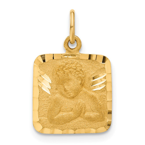 Lex & Lu 14k Yellow Gold Satin & D/C Angel Charm - Lex & Lu