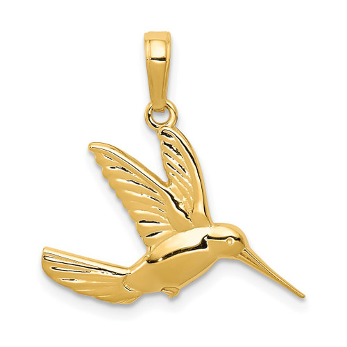 Lex & Lu 14k Yellow Gold Hummingbird in Flight Pendant - Lex & Lu