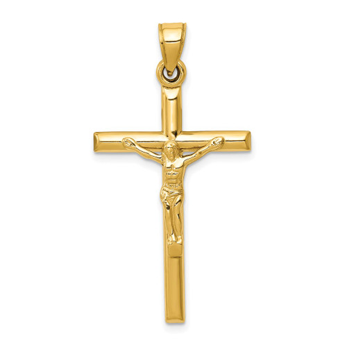 Lex & Lu 14k Yellow Gold Hollow Crucifix Pendant LAL74215 - Lex & Lu