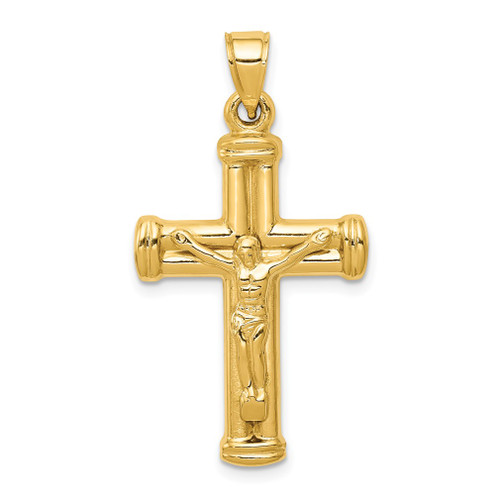 Lex & Lu 14k Yellow Gold Reversible Crucifix /Cross Pendant LAL74224 - Lex & Lu