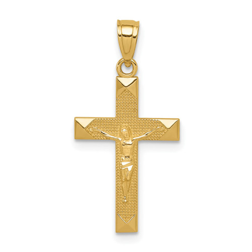 Lex & Lu 14k Yellow Gold D/C Crucifix Pendant LAL74301 - Lex & Lu