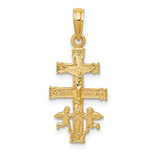 Lex & Lu 14k Yellow Gold Cara Vaca Crucifix Pendant - Lex & Lu