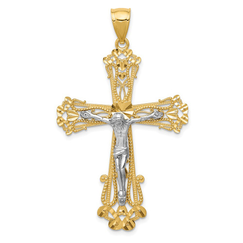 Lex & Lu 14k Two-tone Gold D/C Crucifix Pendant LAL74314 - Lex & Lu