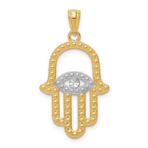 Lex & Lu 14k Yellow Gold & Rhodium Plated Hand of God Pendant - Lex & Lu