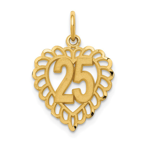 Lex & Lu 14k Yellow Gold 25 in a Heart Charm - Lex & Lu