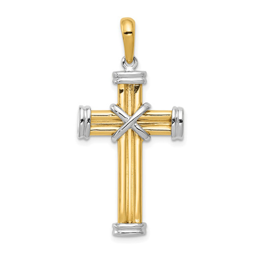 Lex & Lu 14k Two-tone Gold Latin Cross Pendant LAL74808 - Lex & Lu