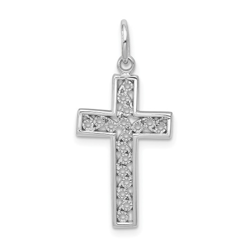 Lex & Lu 14k White Gold Cross Charm LAL74832 - Lex & Lu