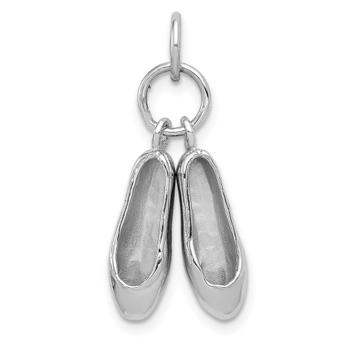 Lex & Lu 14k White Gold Solid 3-DiMen'sional Moveable Ballet Slippers Charm - Lex & Lu