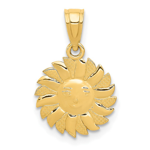 Lex & Lu 14k Yellow Gold Polished Sun w/Face Pendant - Lex & Lu